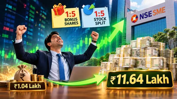 1:5 bonus shares, 1:5 stock split effect: Multibagger NSE SME stock turns ₹1.04 lakh into ₹11.64 lakh in 8 years